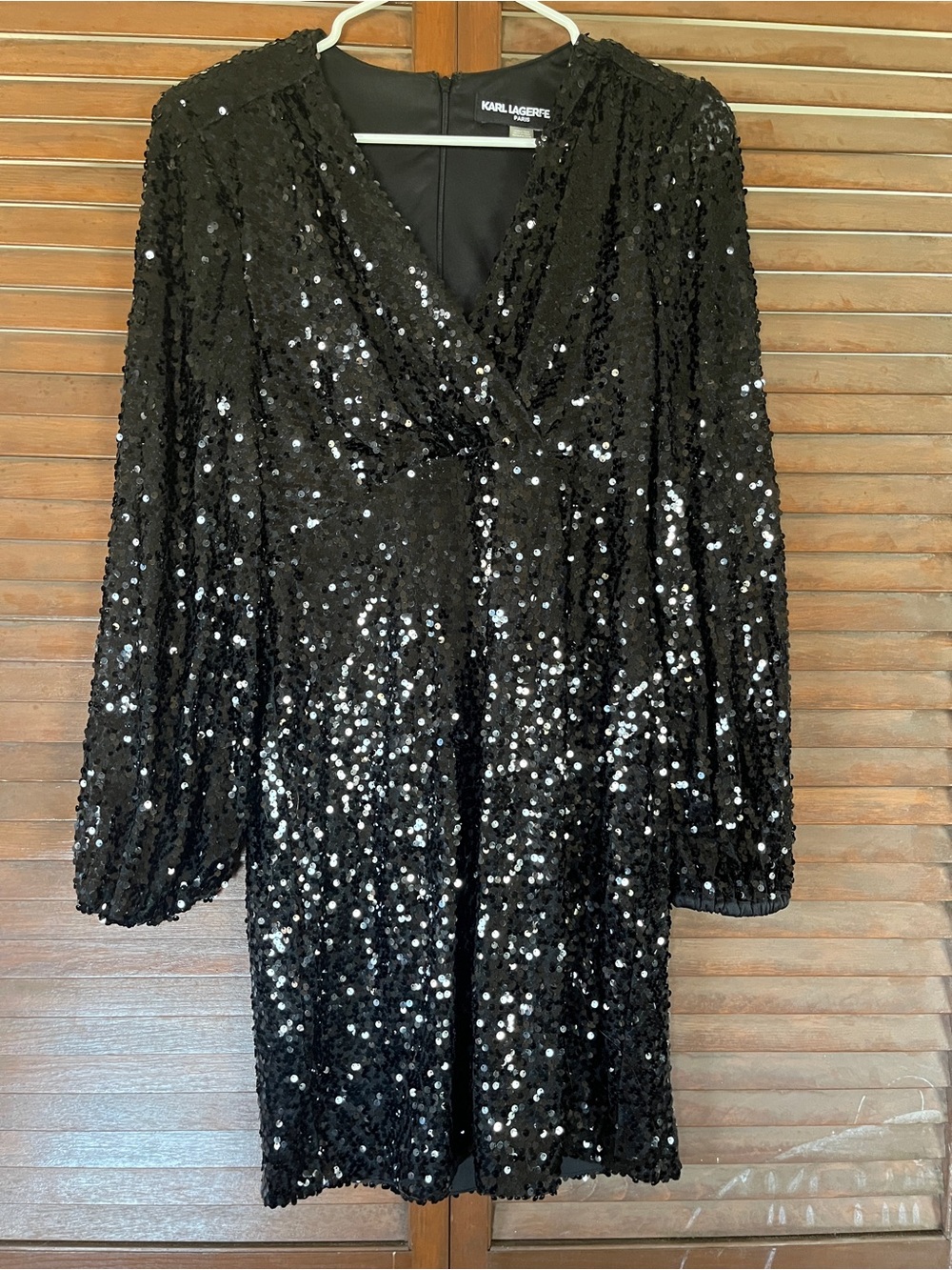 Karl Lagerfeld Black Sequin V-Neck Slip Dress